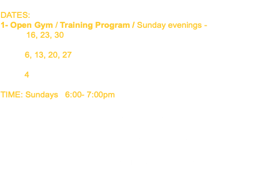 PROGRAM INFO DATES: 1- Open Gym / Training Program / Sunday evenings - MAR: 16, 23, 30 APR: 6, 13, 20, 27 MAY: 4 TIME: Sundays 6:00- 7:00pm 8 Weeks, 8 Sessions (prepaid) = $250 COST: $250/ per player (*First Open Gym session Free.) LOCATION - 295 Main Street East Rockaway, NY 11518